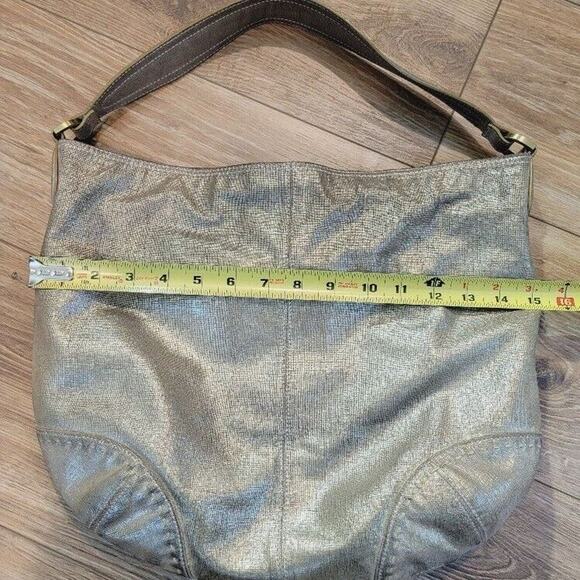 SIGRID OLSEN Leather Hobo Shoulder Bag Distressed Brush Gold Boho Handbag - Picture 10 of 15